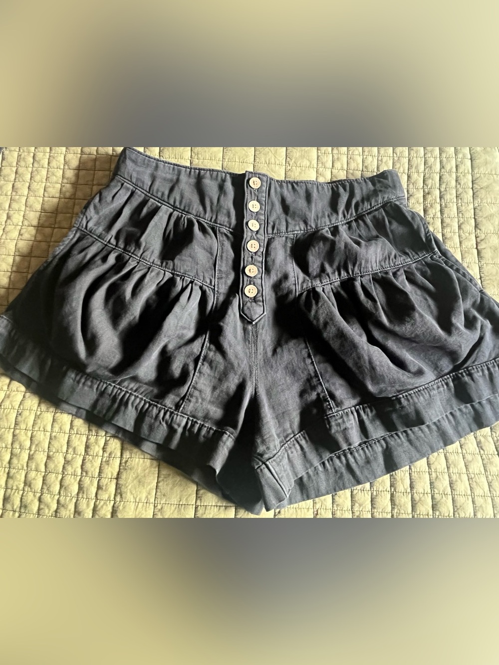 Free People Fleur Denim Shorts High Rise Tiered Flouncy Shorts M $78